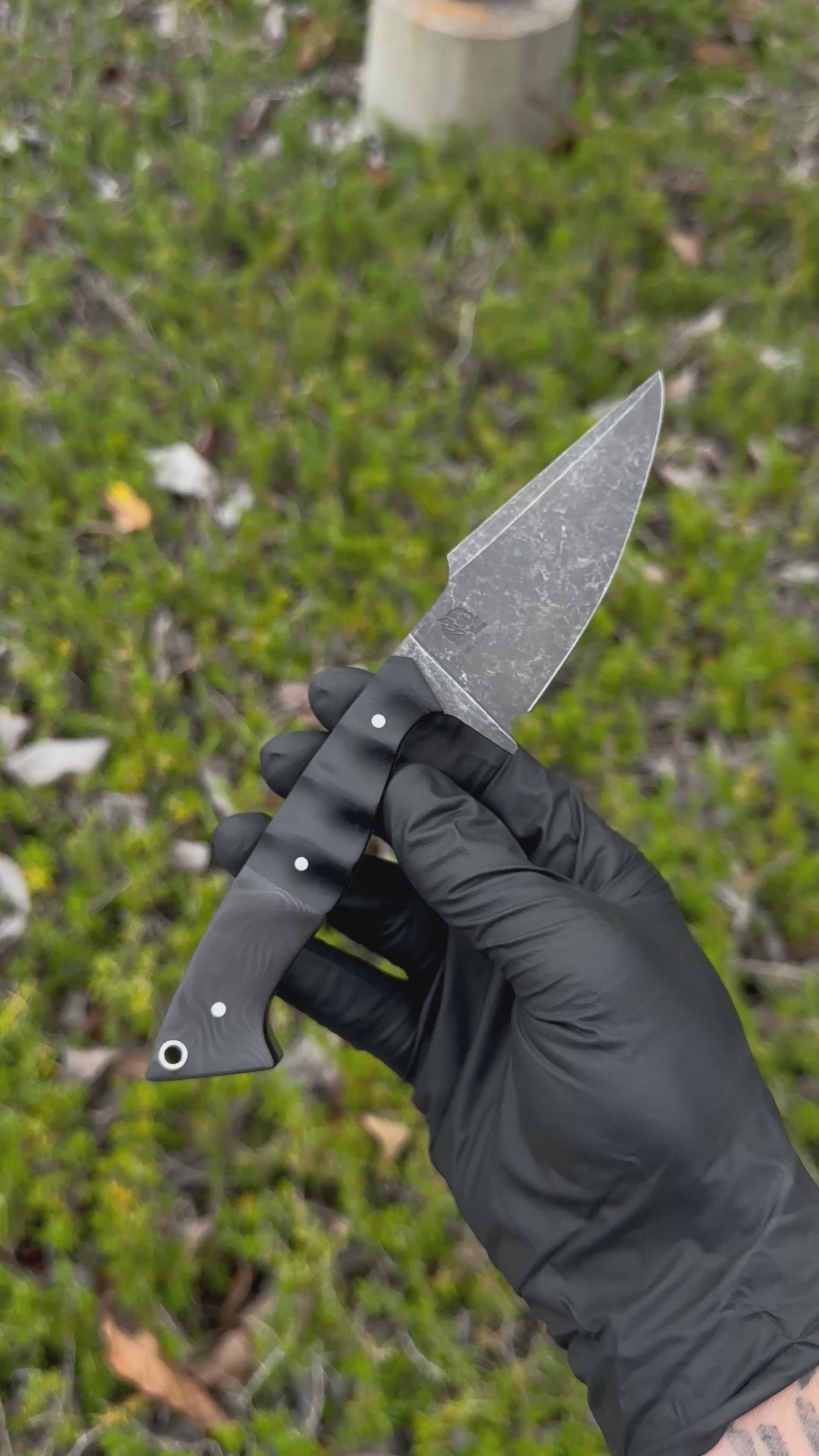 Reaper Custom 1 of 1  - Dark Stonewash Hollow Grind / Black G-10 + Camo Carbon Handle